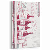 Wine Bottles Sketch - Elegant Wine Wall Art for Bar Decor