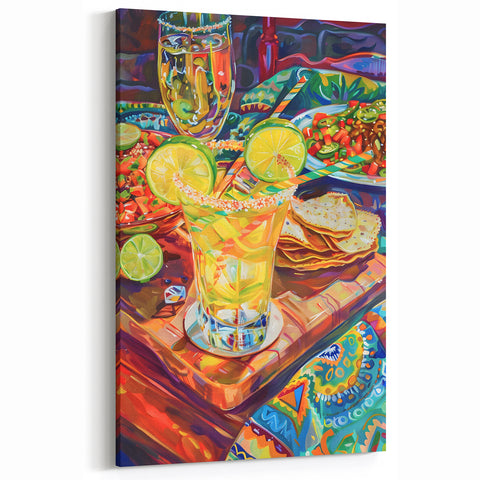 Vibrant Margarita & Mexican Feast - Colorful Bar Wall Art