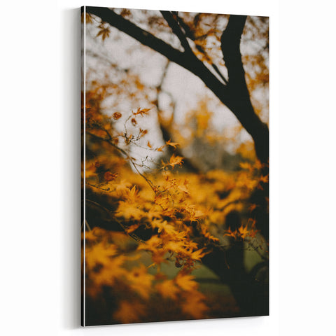 Golden Autumn Leaves Fall Wall Art – Seasonal Nature Canvas Print