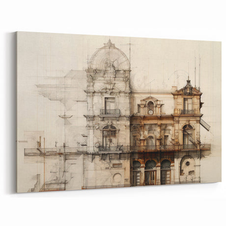 Historic Building Illustration – Vintage Architecture Print