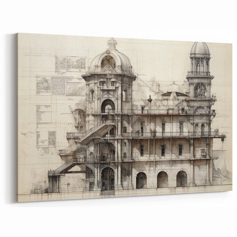 Historic Architecture Art – Vintage Building Illustration Print