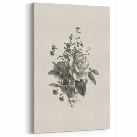 Vintage Botanical Rose Art Print – Black and White Botanical Wall Art