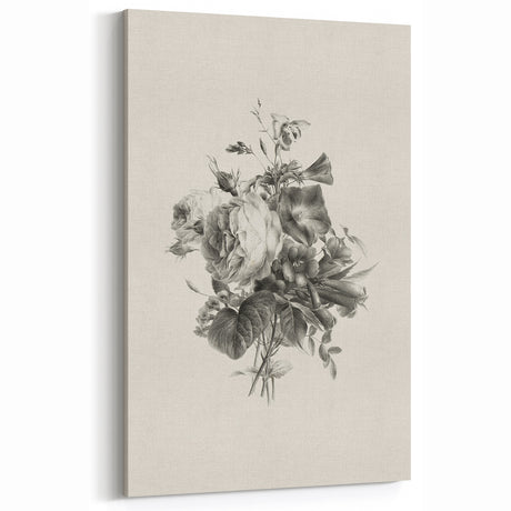 Vintage Botanical Floral Art Print – Black and White Floral Wall Art