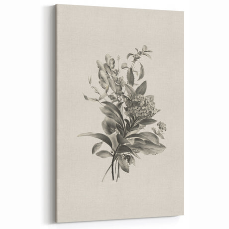 Vintage Botanical Flower Art Print – Black and White Floral Wall Art