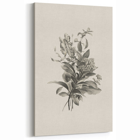 Vintage Botanical Flower Art Print – Black and White Floral Wall Art