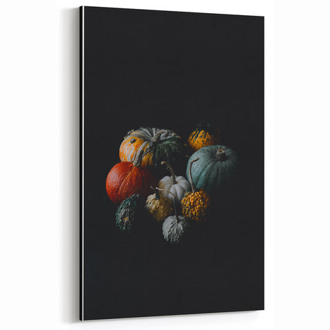 Moody Fall Wall Art – Autumn Pumpkins and Gourds Canvas Print