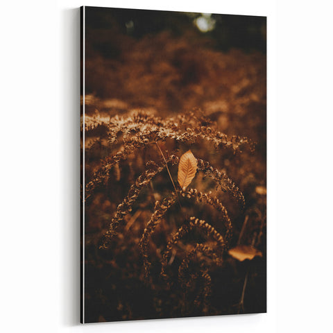 Rustic Fall Wall Art – Golden Autumn Leaf & Ferns Canvas Print
