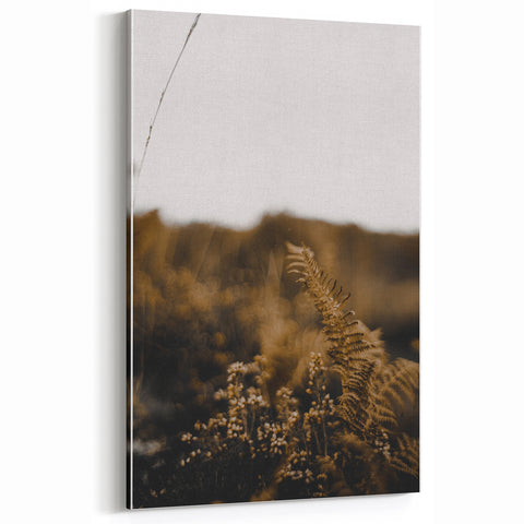 Minimalist Fall Wall Art – Golden Ferns Nature Canvas Print