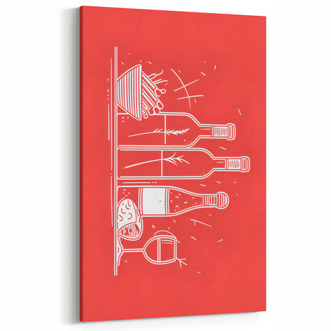 Minimalist Wine Bottles Wall Art - Modern Bar and Kitchen Decor