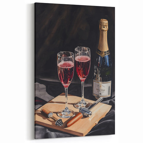 Luxury Champagne and Bubbles Wall Art - Wine Art Decor for Bars