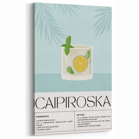Caipiroska Cocktail Recipe Wall Art - Modern Bar and Kitchen Decor