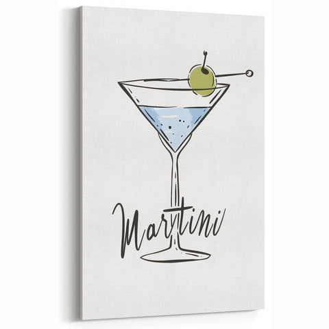 Minimalist Martini Cocktail Wall Art - Bar and Kitchen Drink Decor