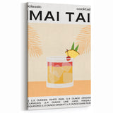 Mai Tai Cocktail Recipe Wall Art - Tropical Bar and Kitchen Decor