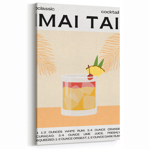 Mai Tai Cocktail Recipe Wall Art - Tropical Bar and Kitchen Decor