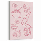 Minimalist Food & Wine Art - Kitchen Wall Art for Home & Cafe