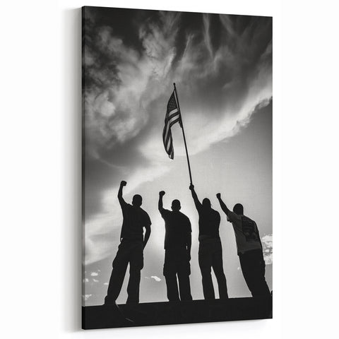 Patriotic Silhouettes & USA Flag - Independence Day Wall Art
