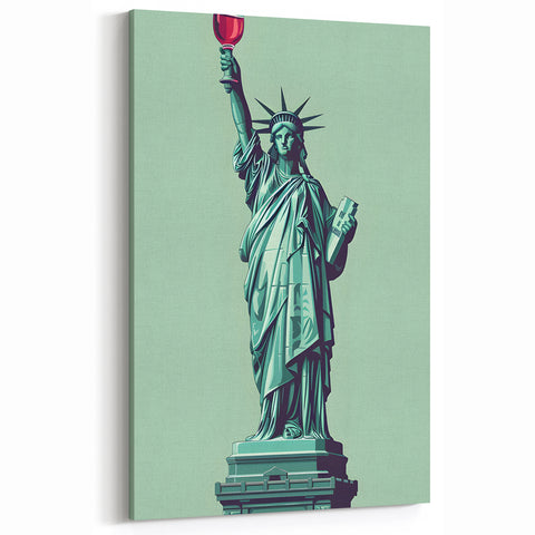 Statue of Liberty Wine Art - Bar Wall Art for Lounge & Kitchen