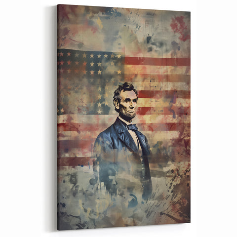 Abraham Lincoln & American Flag - USA Wall Art for Independence Day