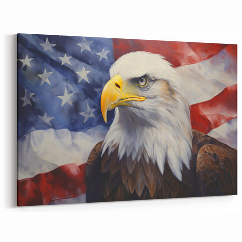 Bald Eagle & American Flag - Patriotic Wall Art for Independence Day