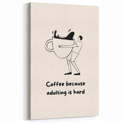 Funny Coffee Art - Coffee Wall Art for Kitchen & Café Decor