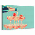 Champagne Tower & Roses - Cocktail Wall Art for Bars & Lounges