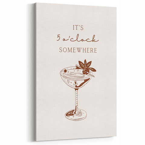 Minimalist 5 O'Clock Cocktail Art - Bar Wall Art for Lounges & Homes