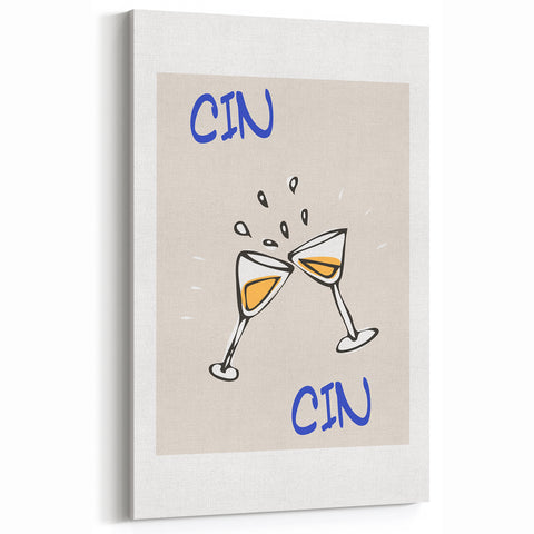 Cin Cin Toasting Glasses - Drinks Wall Art for Bar Decor