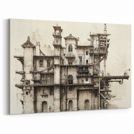 Vintage Architecture Print - Historic Building Illustration Wall Art