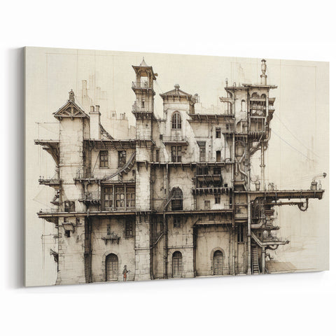 Vintage Architecture Print - Historic Building Illustration Wall Art