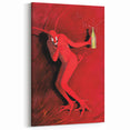 Vintage Red Devil Poster: Retro Art with Bold Design, Unique Print
