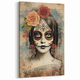 Elegant Sugar Skull Woman – Día de los Muertos Wall Art