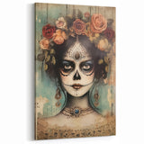 Floral Sugar Skull Woman – Día de los Muertos Wall Art