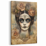 Ethereal Sugar Skull Woman – Día de los Muertos Wall Art