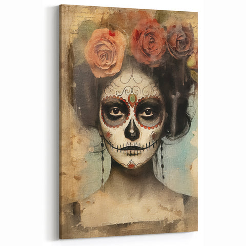 Timeless Sugar Skull Woman – Día de los Muertos Wall Art