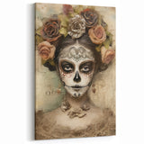 Regal Sugar Skull Woman – Día de los Muertos Wall Art