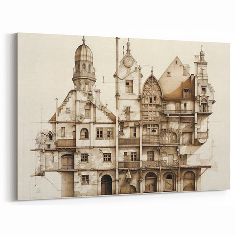 Architectural Wall Art - Vintage Building Illustration