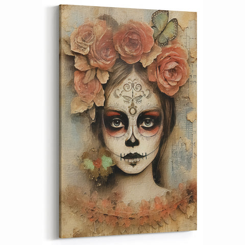 Butterfly Catrina Portrait – Día de los Muertos Canvas Art