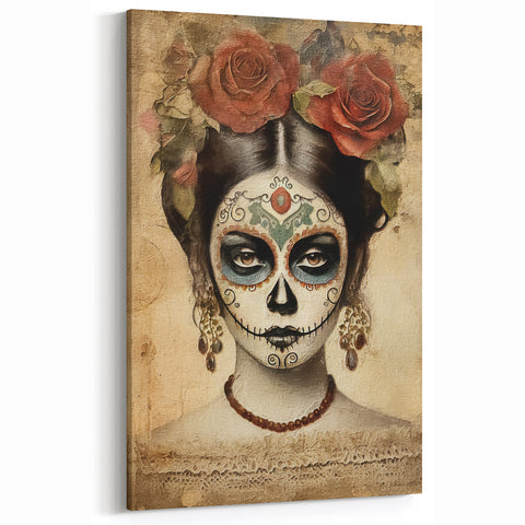 Elegant Rose Catrina – Día de los Muertos Canvas Art