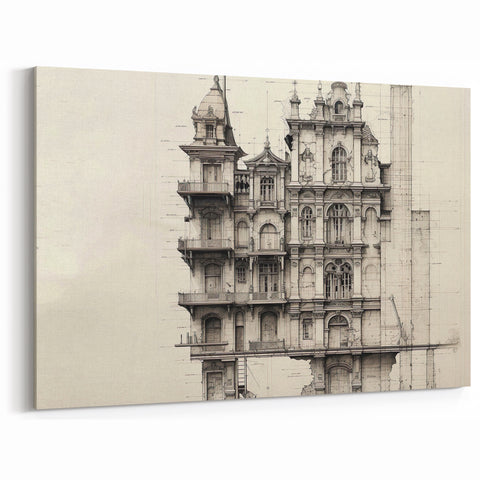 Architectural Wall Art - Historic Mansion Illustration