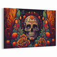 Floral Sugar Skull Tribute – Día de los Muertos Canvas Art