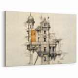 Architectural Wall Art - Vintage Mansion Illustration