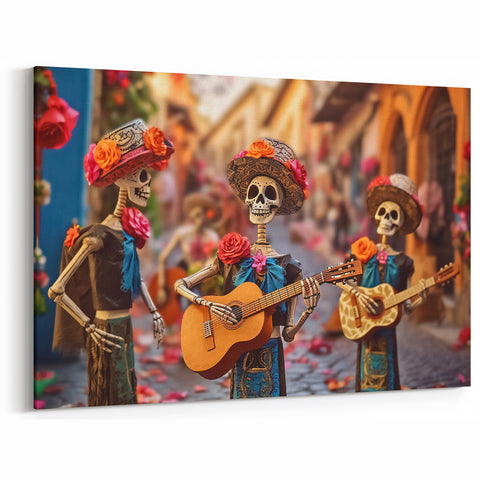 Mariachi Skeletons Celebration – Día de los Muertos Wall Art