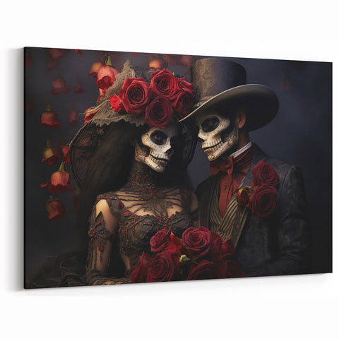 Romantic Skeleton Couple – Día de los Muertos Art Prints