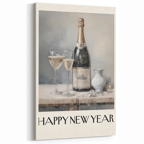 Elegant Champagne Toast - New Year's Eve Wall Art Print