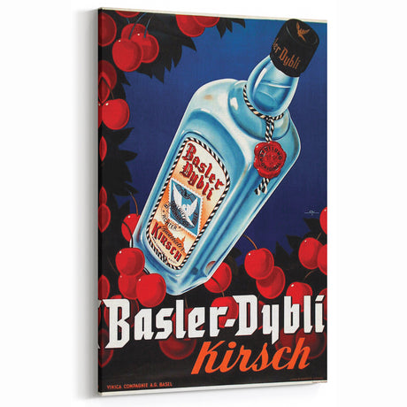 Vintage Basler-Dybli Kirsch Poster - Retro Liquor Advertising Art