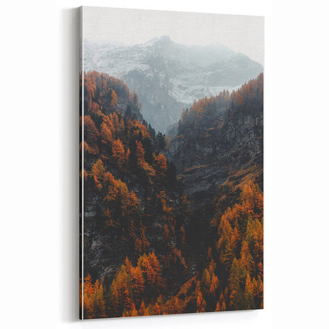 Misty Autumn Mountains - Fall Wall Art Autumn Canvas Art
