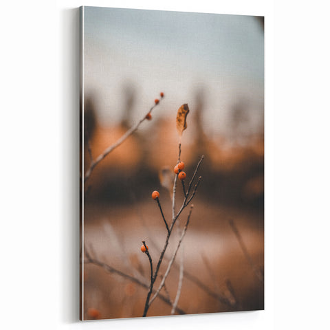 Minimalist Fall Wall Art – Autumn Berries Canvas Print