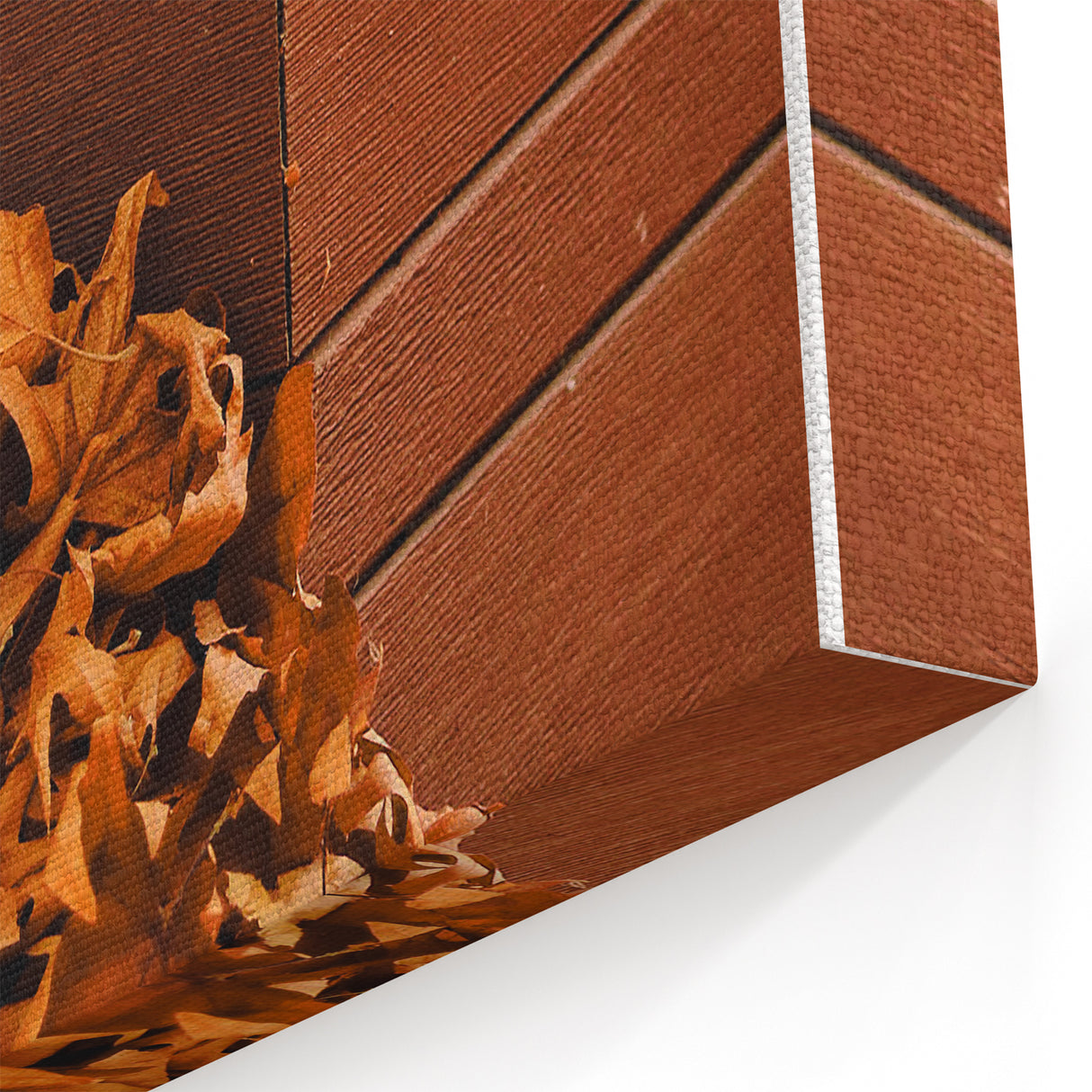 Autumn Leaves on Wooden Steps – Rustic Fall Wall Art