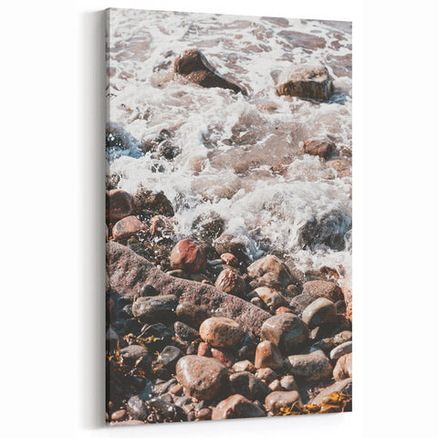 Rocky Shoreline Waves - Summer Wall Art, Coastal Nature Print