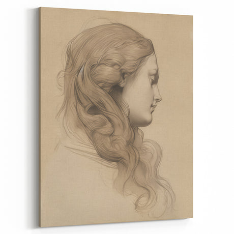 Elegant Vintage Sketch Portrait – Antique Charcoal Canvas & Prints